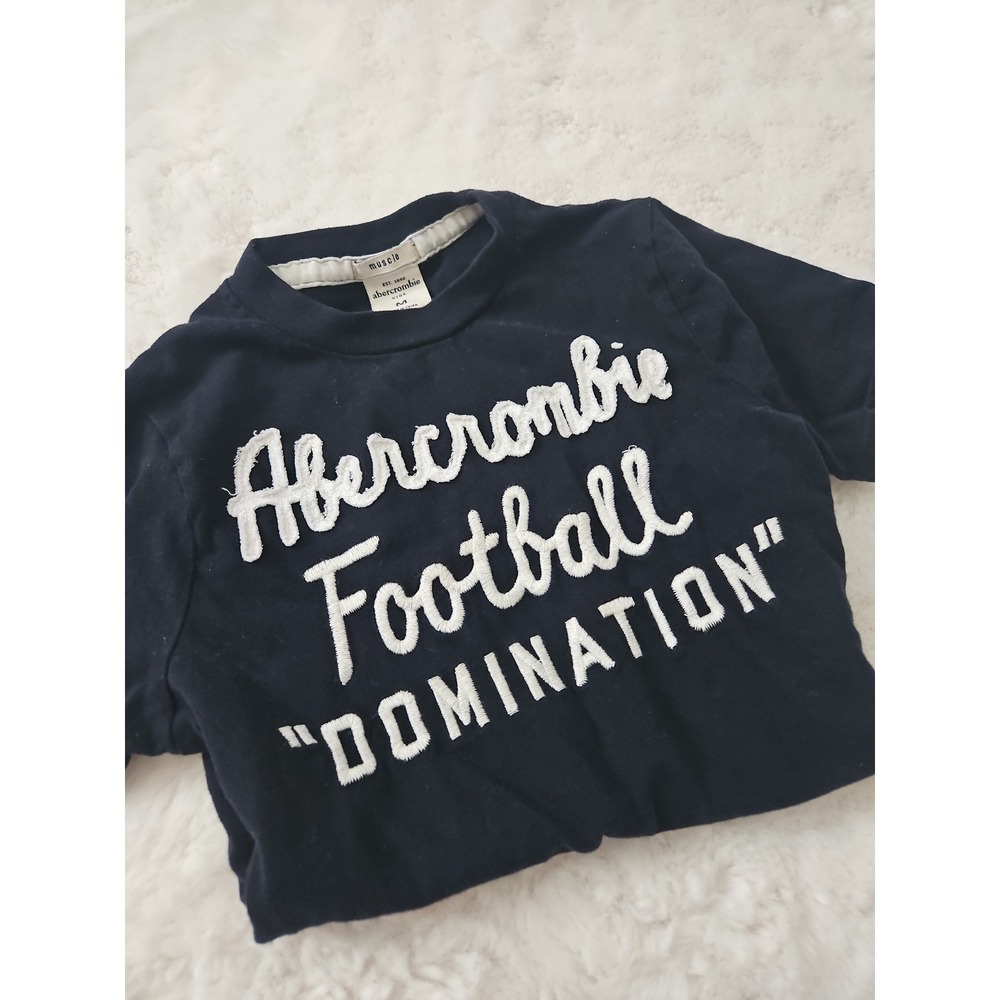 Abercrombie Kids Boy's Medium Navy Blue "Football Domination" Graphic T-Shirt